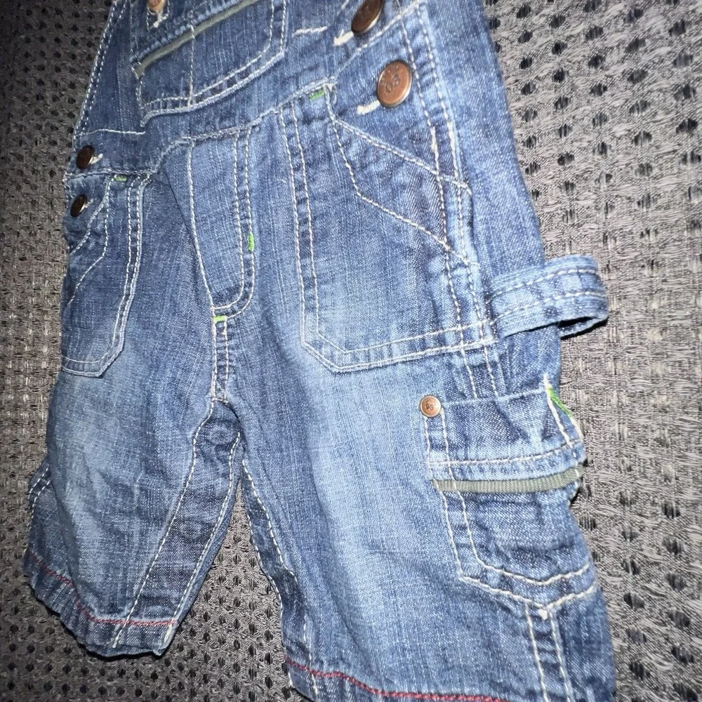 Oshkosh 3M Genuine Denim Bib Overall Baby Snap One Piece Blue Country Photo Prop
